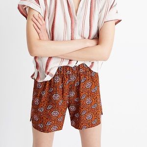 Madewell Drapey Pull-On Shorts in Warm Paisley Provencial Burnt Sienna  - L